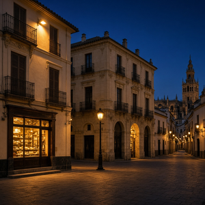 Plaza del Pan in Seville at night
